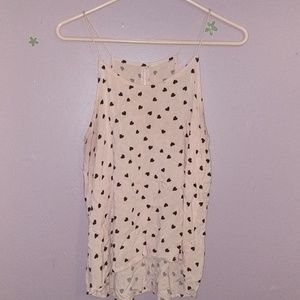 Flowy Pink With Black Hearts Tank Top